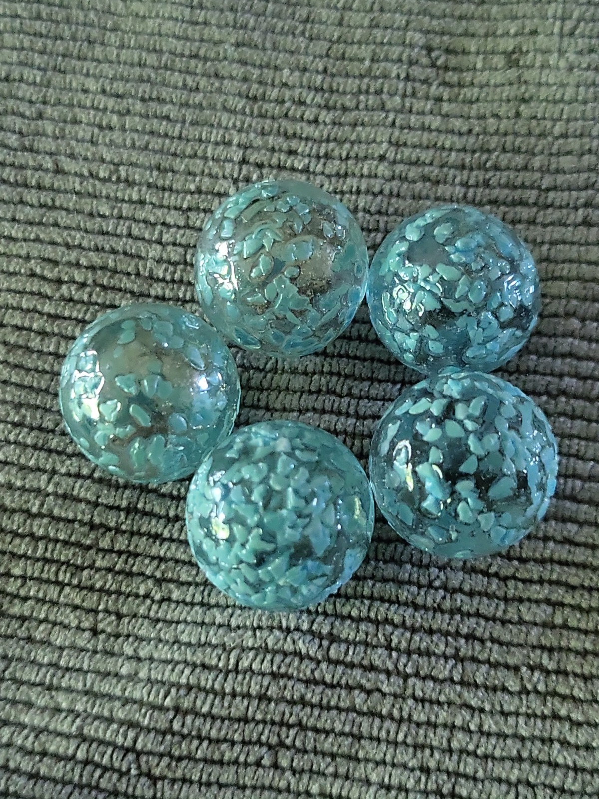 Lot Vacor Marble Princess lll Transparent Baby Blue Frit Speckle 5/8″ Marbles