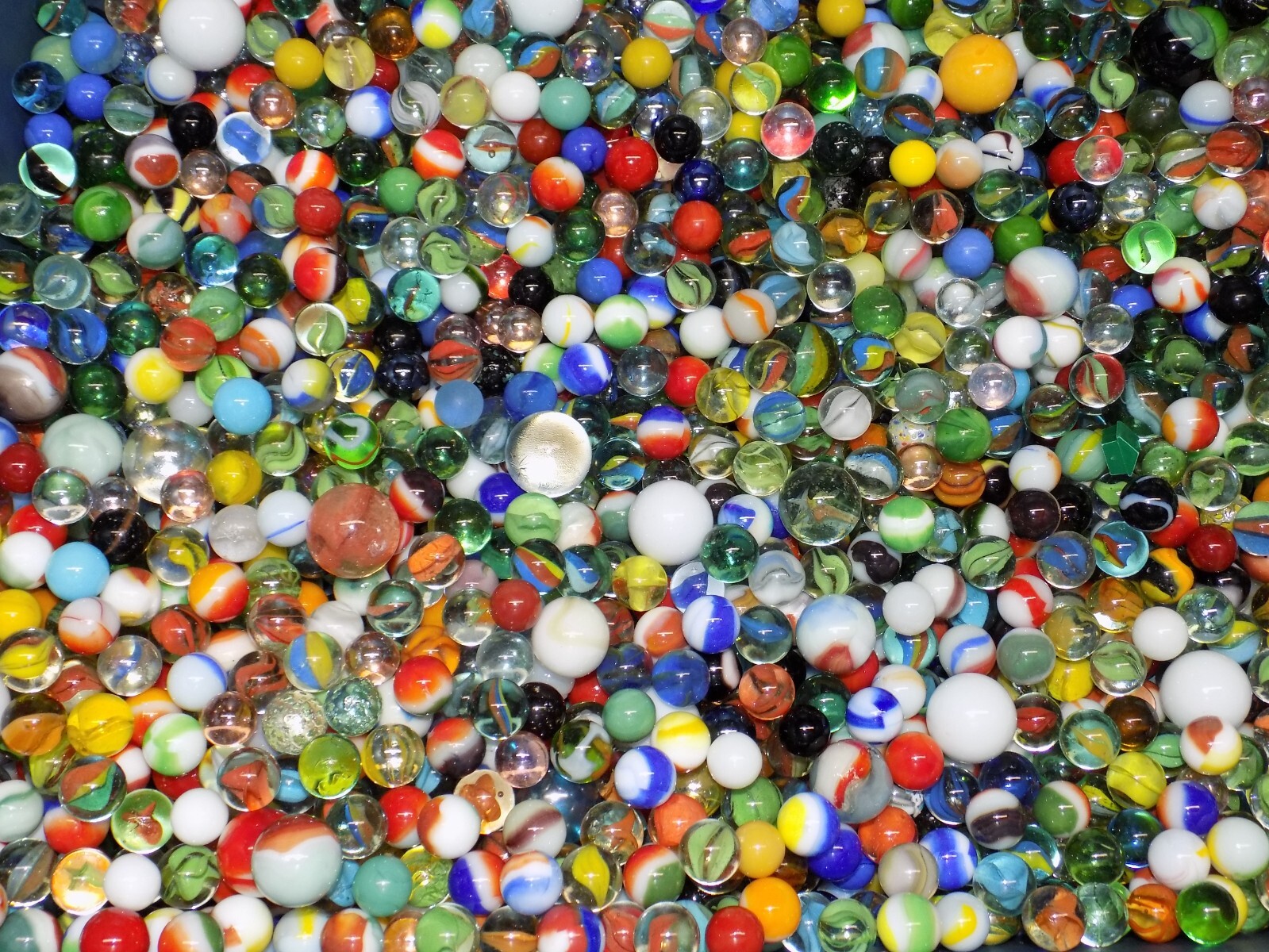 Mixed Lot 55 Assorted Old Vintage To Modern Colorful Glass Marbles {WASHED}