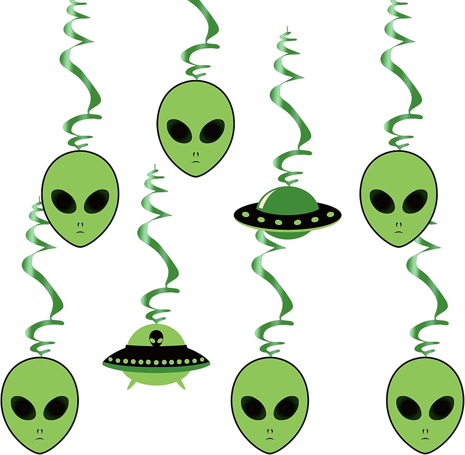 Swirls & Cutouts Green Alien Theme Hanging Swirl Decorations UFO Theme Ceiling W