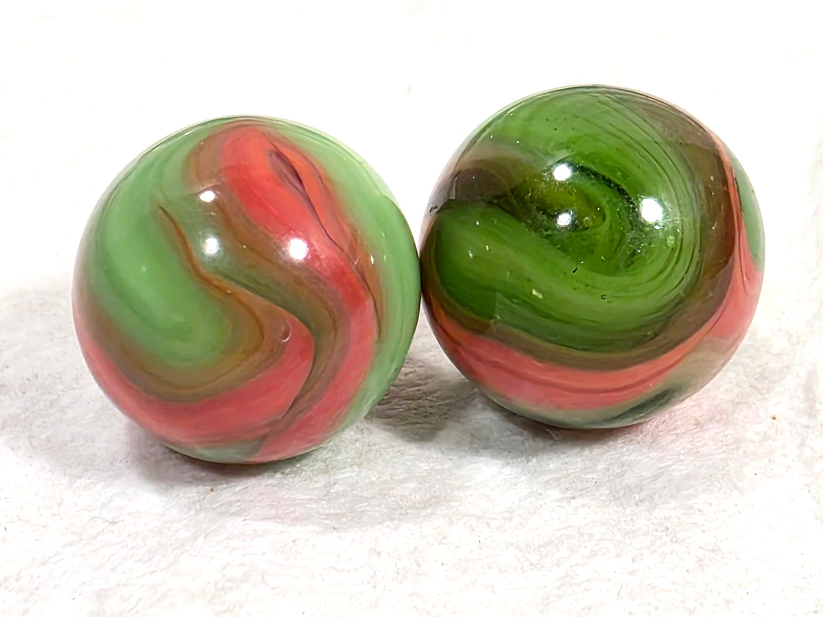 Vintage Alley Agate Watermelon Green Pink Coral Marble West Virginia Swirl LOT