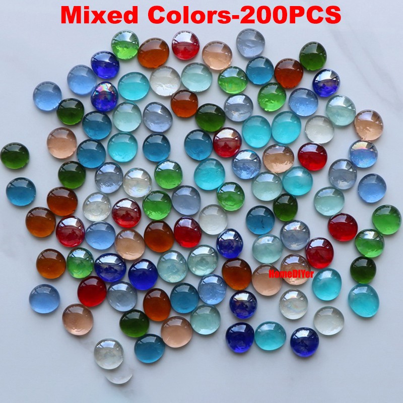 Colourful Flat Glass Marbles Beads Balls Vase Fillers Fish Tanks DIY Decoration