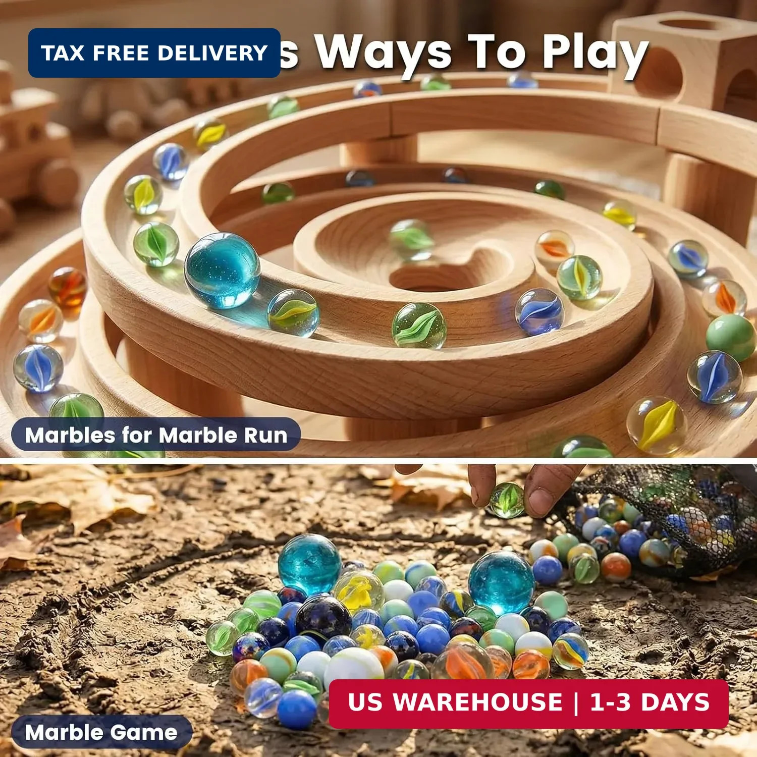 SallyFashion 66PCS Glass Marbles for Kids, 3 Sizes Assorted Size Colored Bulk Ma