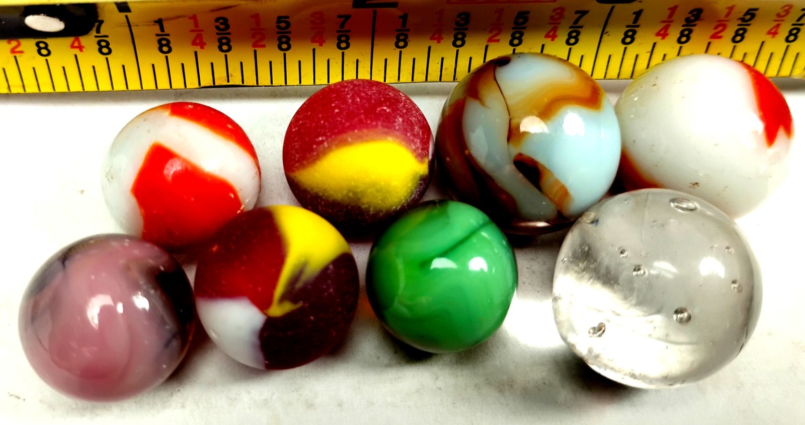 Vintage Marbles Mixed Lot of 8, Various Styles, Types and Ages Orange, Blue, Br