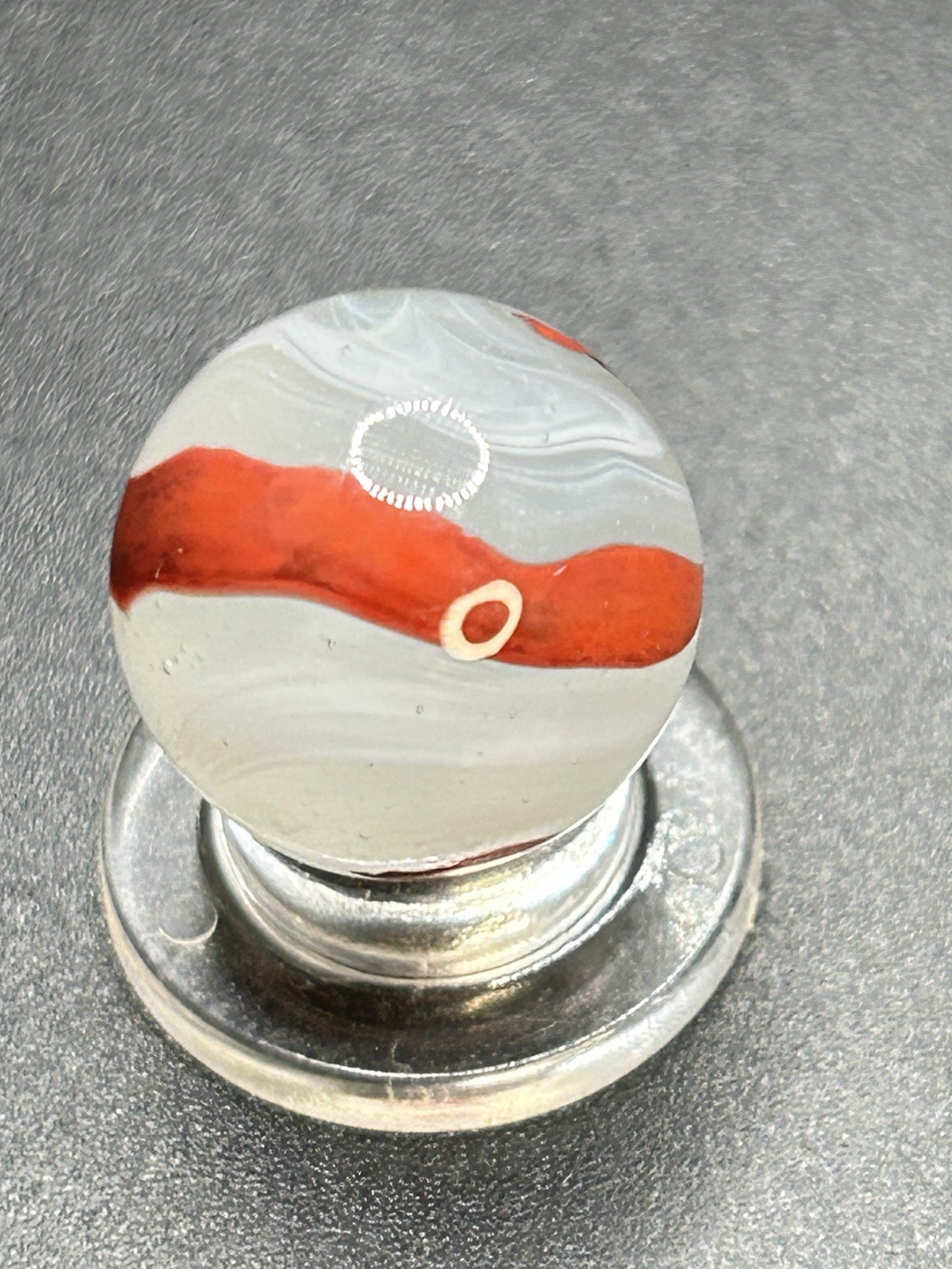 Vintage Akro Agate Silver Oxblood Marble Thick Oxblood Pattern 0.629”