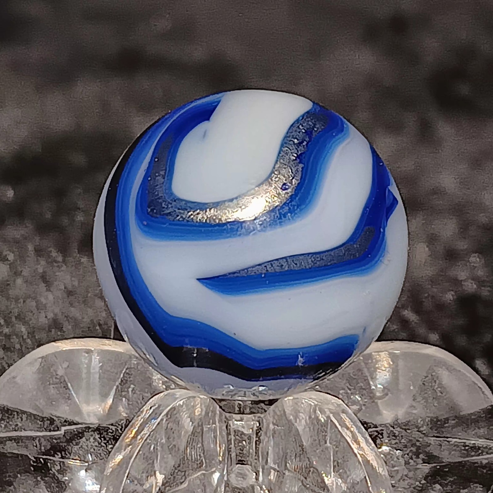 Vintage Alley Agate “METALLIC” Swirl Marble. .58″ Mint. Stunning HTF Example.