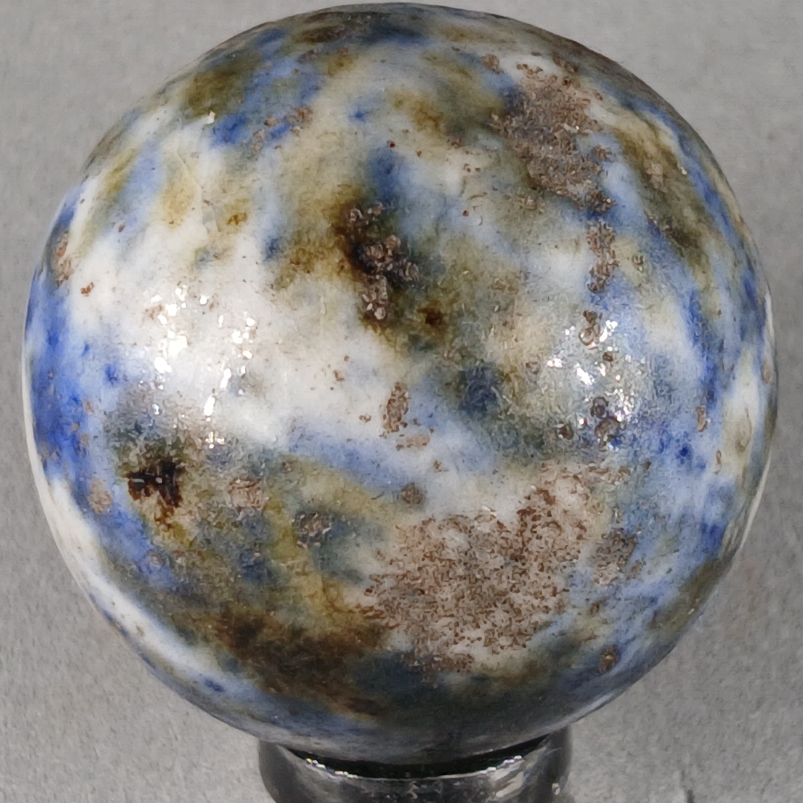 Large Vintage Fancy Bennington Clay Marble 1.14 Inches Near-Mint Condition