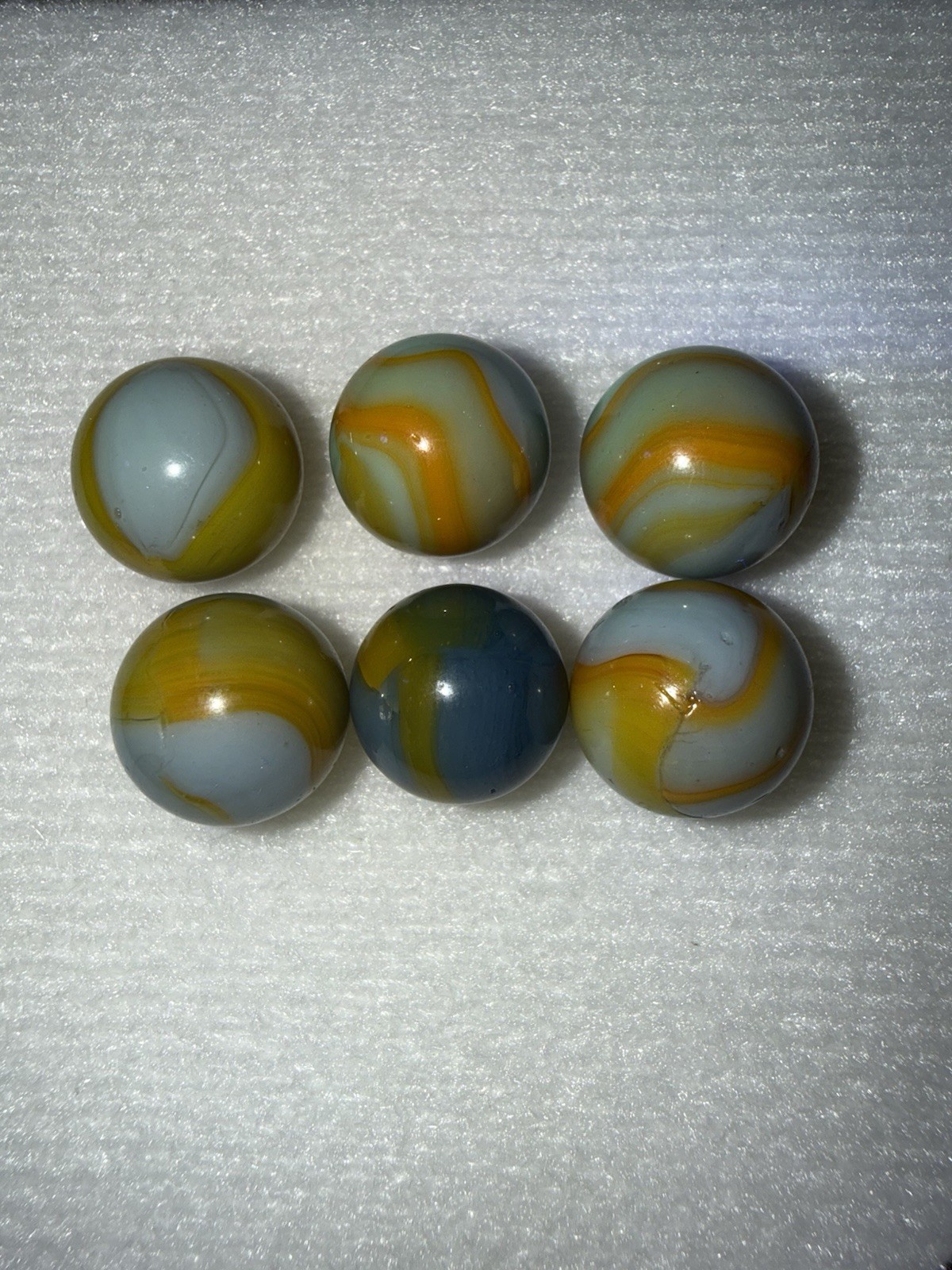 Vintage Akro Agate Slag Swirl Marbles – 13pc UV Reactive Oxblood Neon Orange