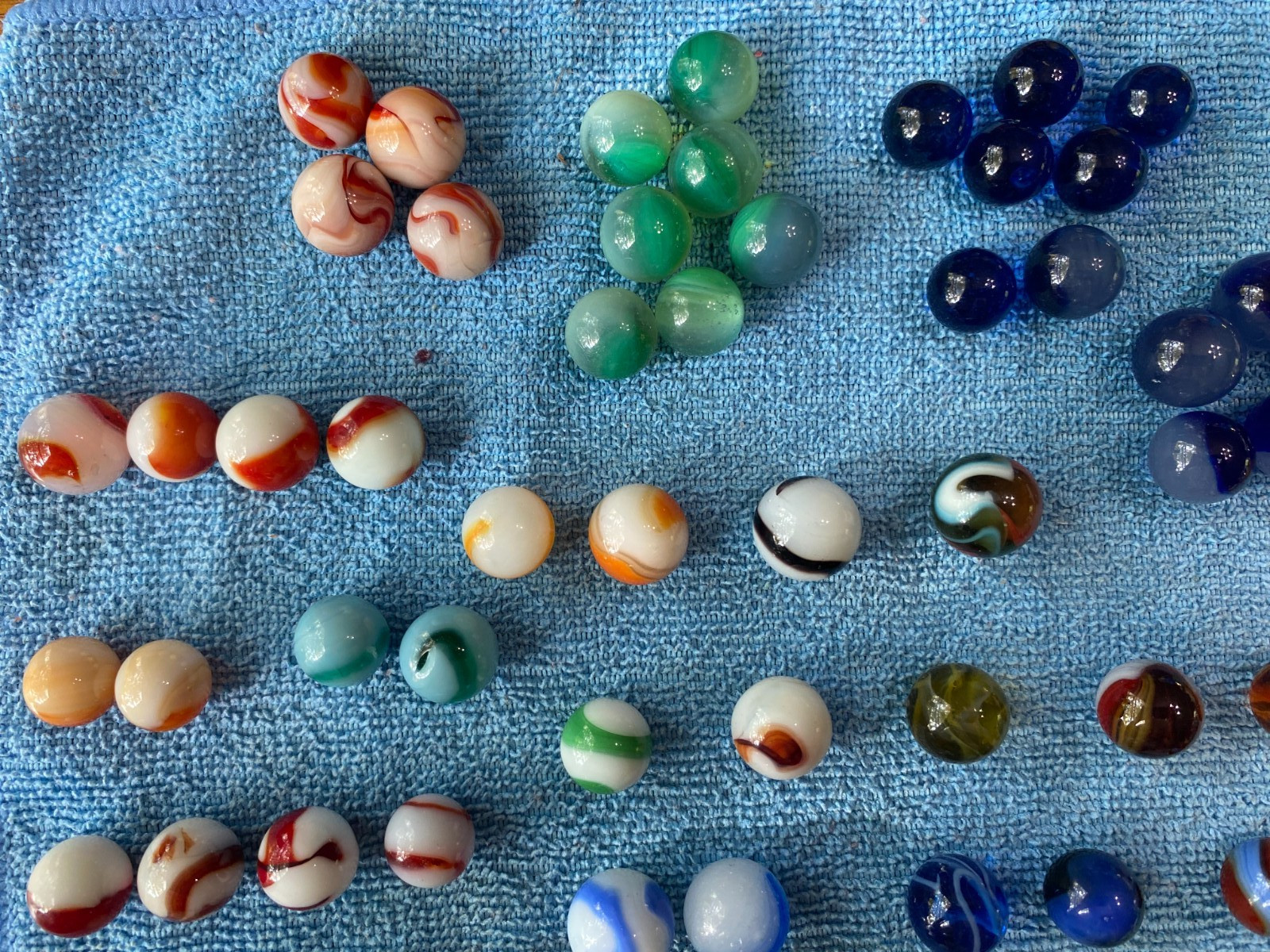 Vintage Lot of 108 Marbles Various Makers Moss Agates Patches Swirl etc