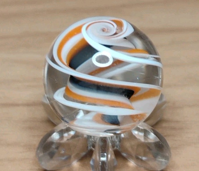 .74″ CONTEMPORARY MARBLES – “ORANGE CREAM” SPIRAL (SIGNED) MINT