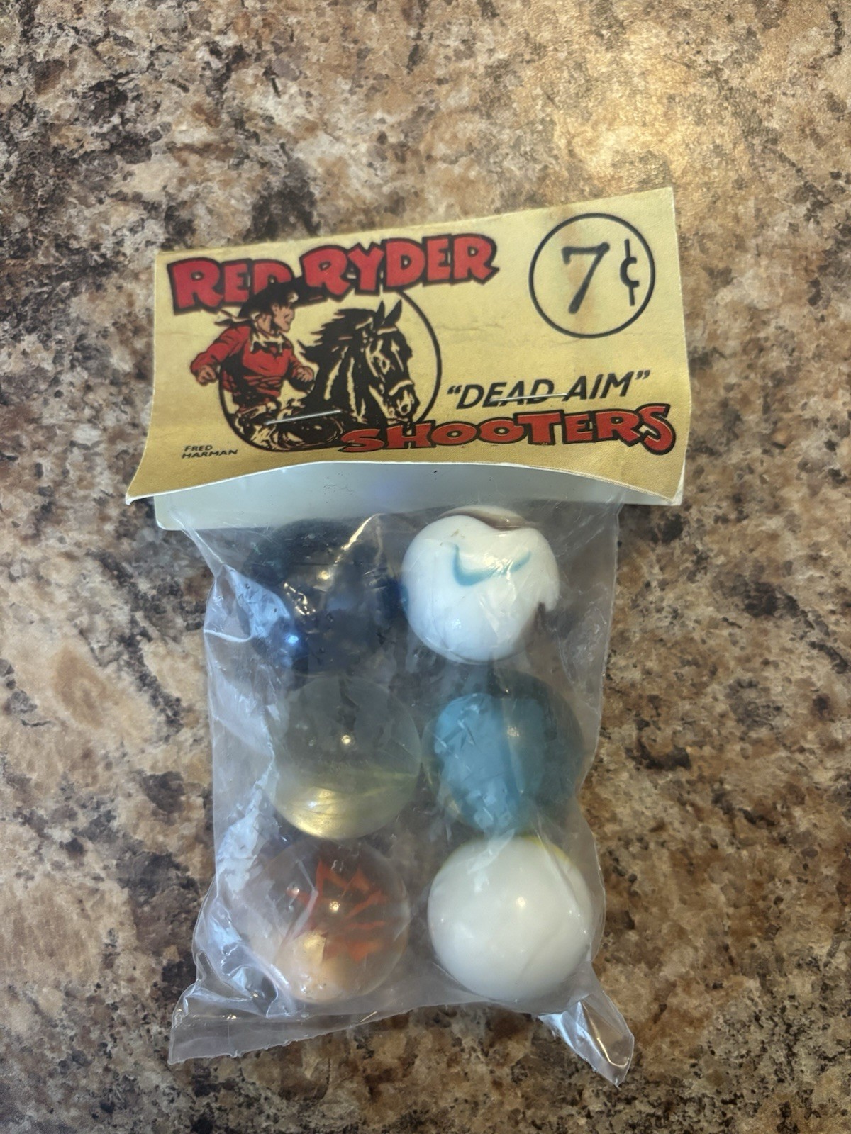 Vintage Unopened Package of Red Ryder “Dead Aim” Shooter Marbles Six Marbles