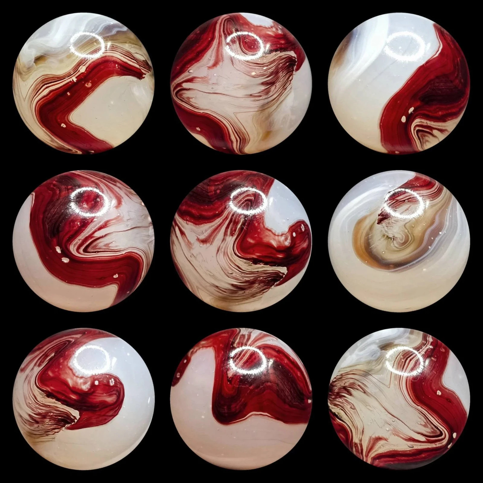 ~Mic’sMibs~3/4″ Akro Special Silver Oxblood Shooter w/ Caramel NM+ 8.8