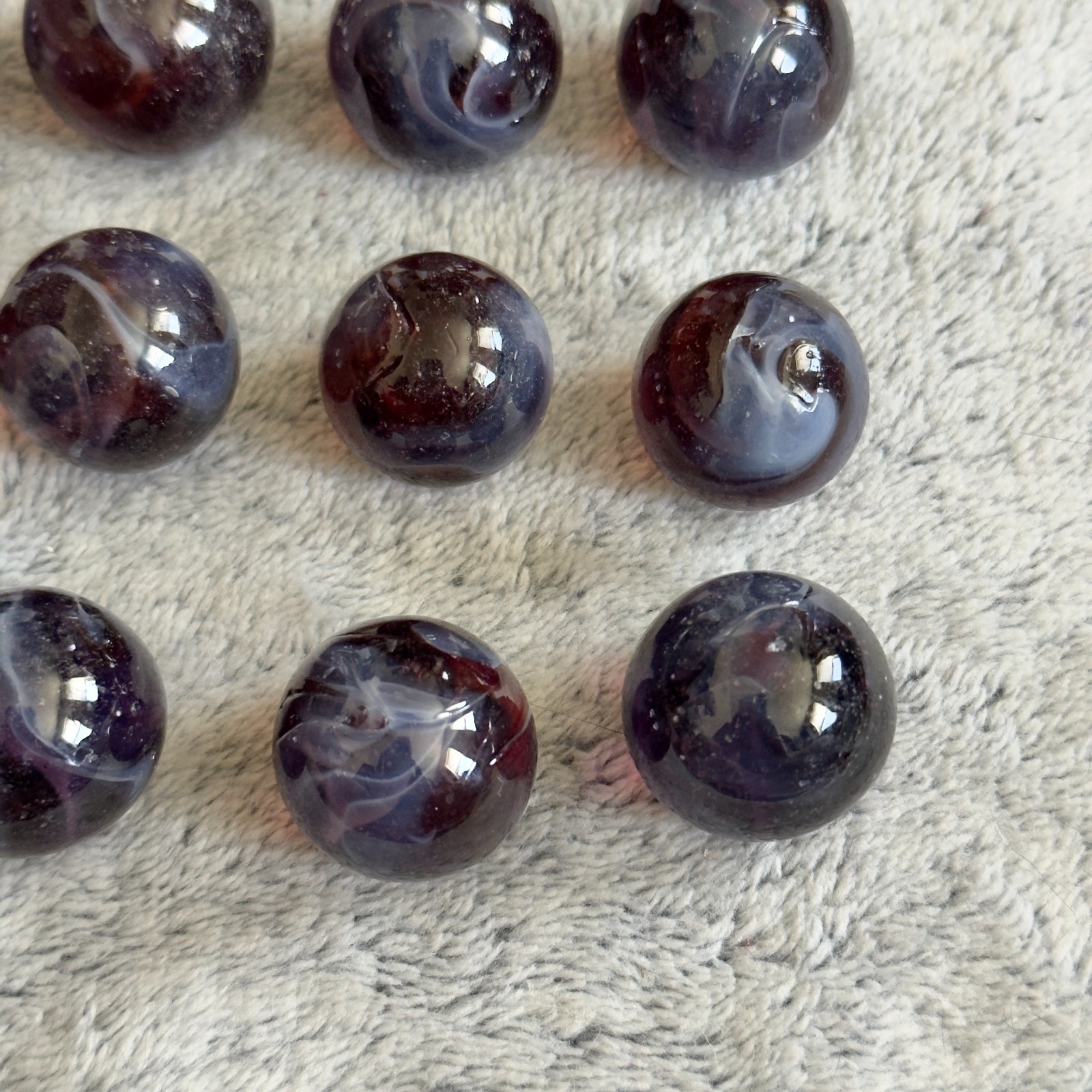 Multicolor Glass Swirl Shooter Marble Lot Of 12 #14 Damaged Brown Blue Purple