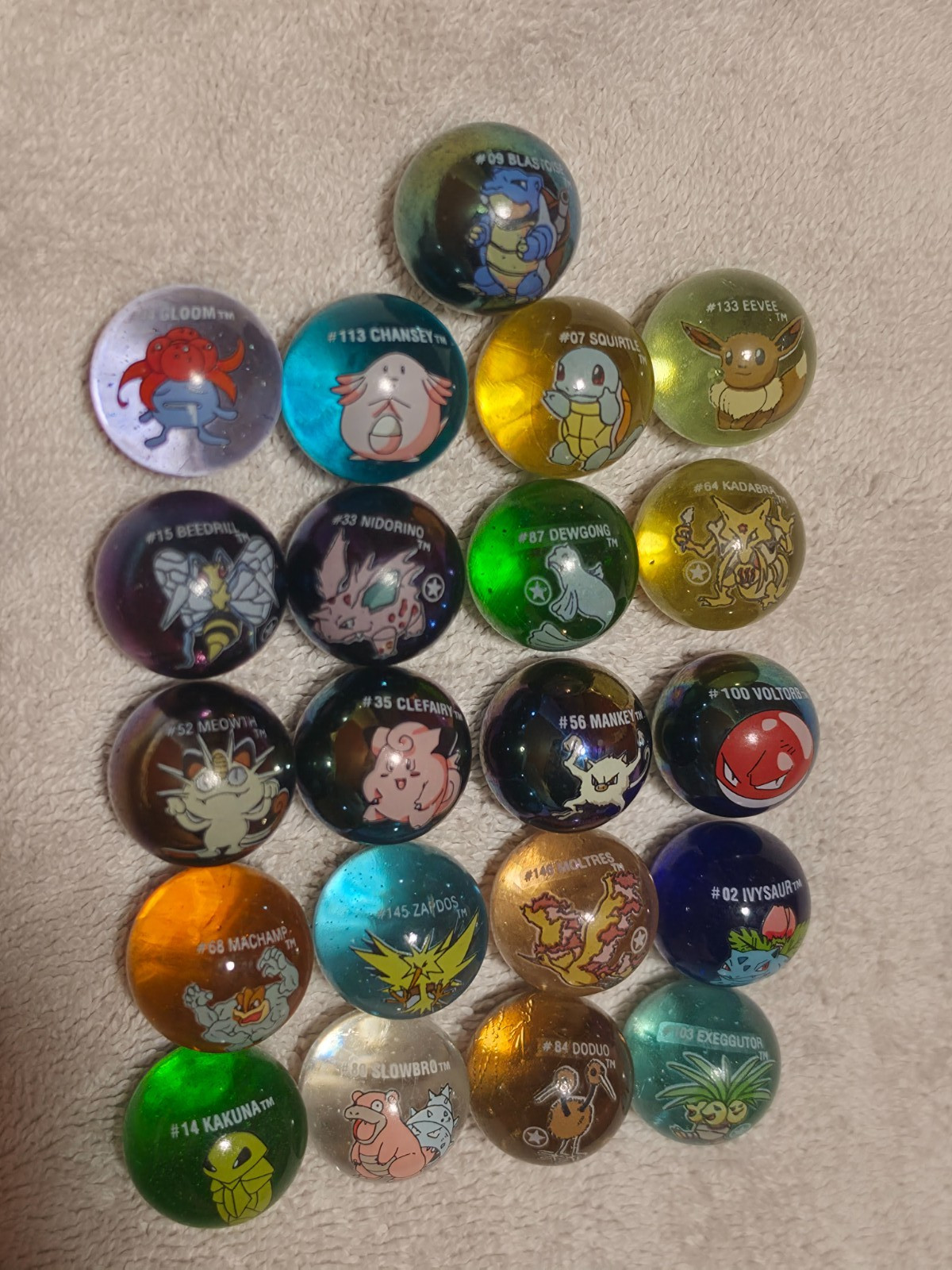 21 Vintage Pokemon Marbles, First Edition, Holos, 21 Marbles, Toy Biz Lot
