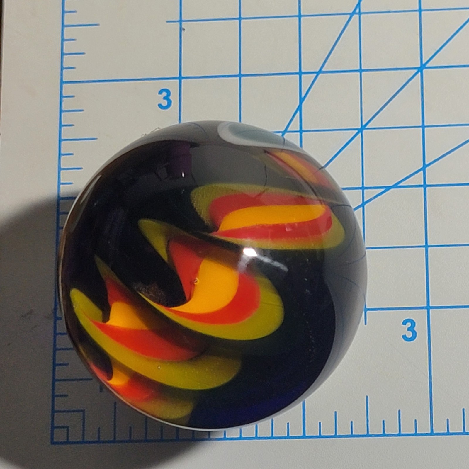 2006 Brad Quintana Cajun Glass Contemporary Art Marble Signed 2.17″ With Stand