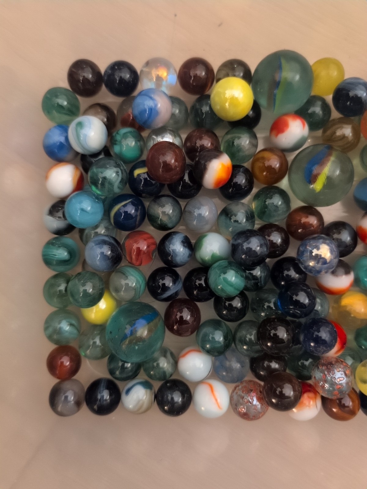 Vtg Lot Of 80+ Marbles Various Colors & Types & Age