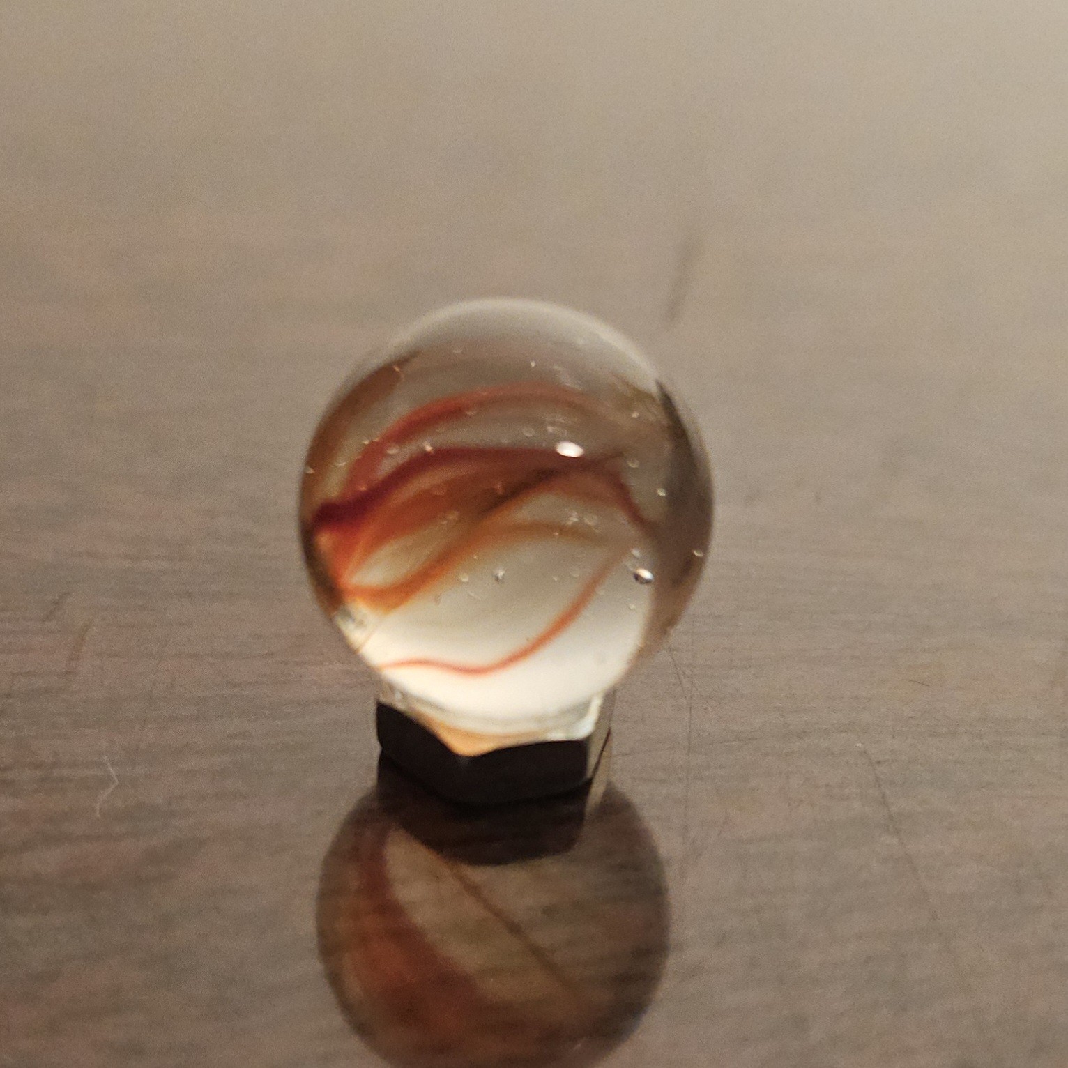 Vintage Vacor Red Spaghetti Ribbon .593″ Glass Marble