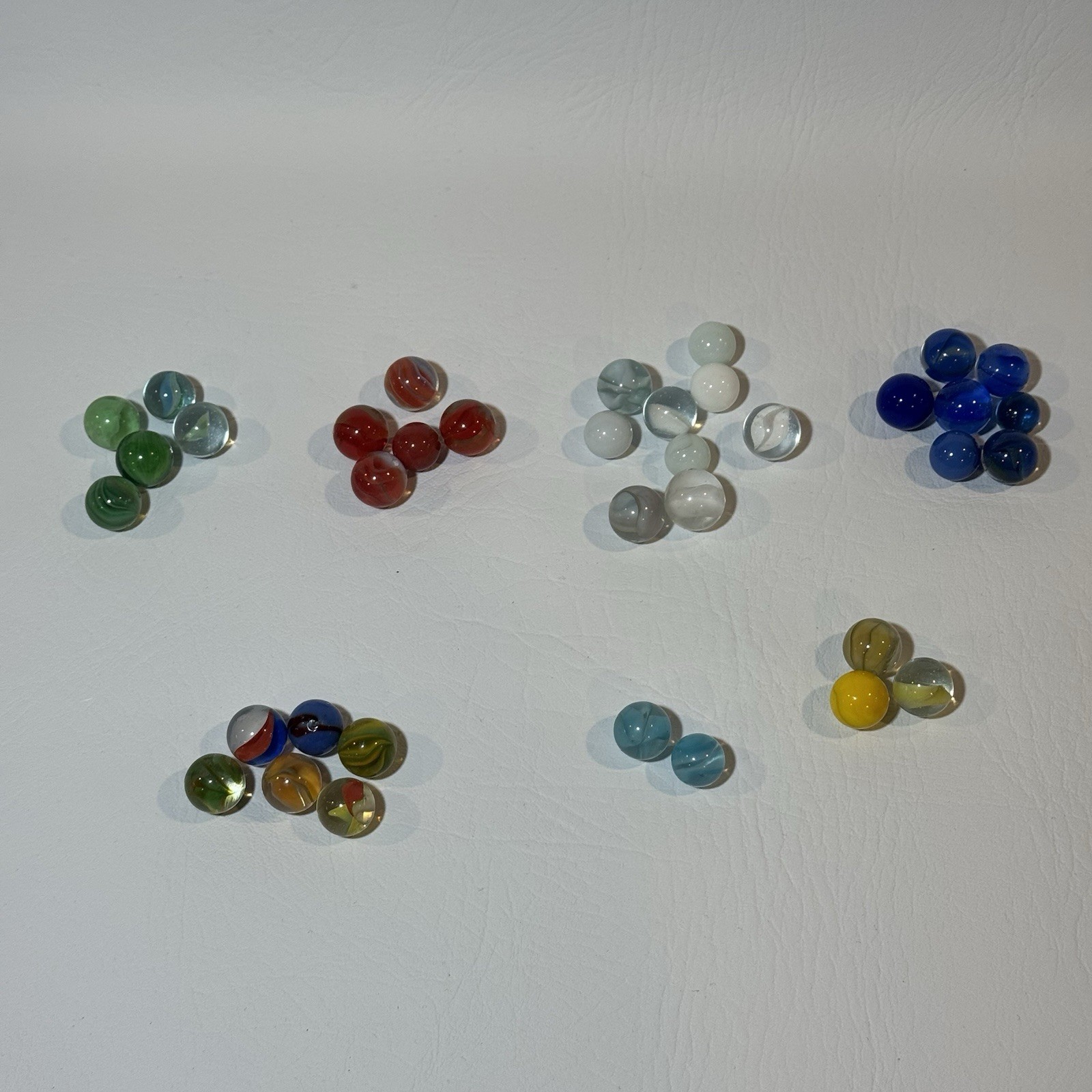 Old Marbles Lot (37) Blue Green Red Yellow White Multi Color/swirl Nice