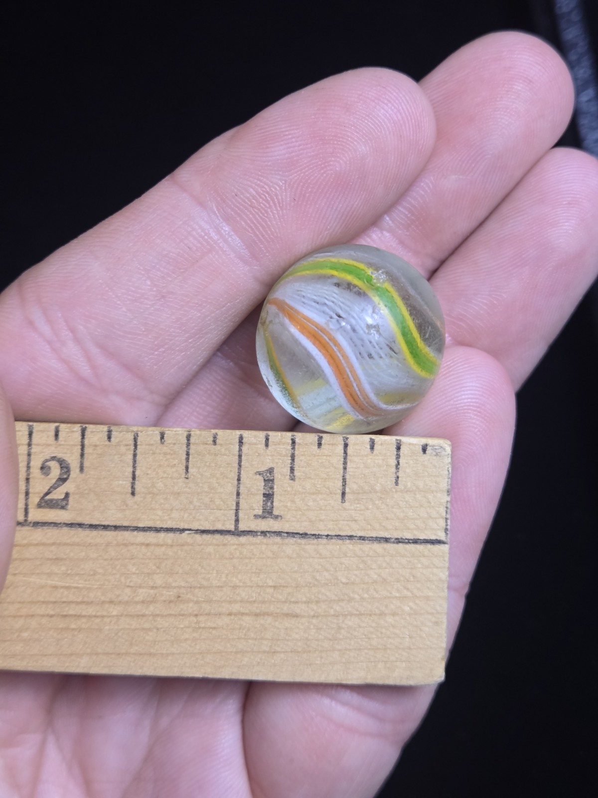 Handmade Vintage Latticinio Core Multi-Color RibbonPontil Marble – 11/16″