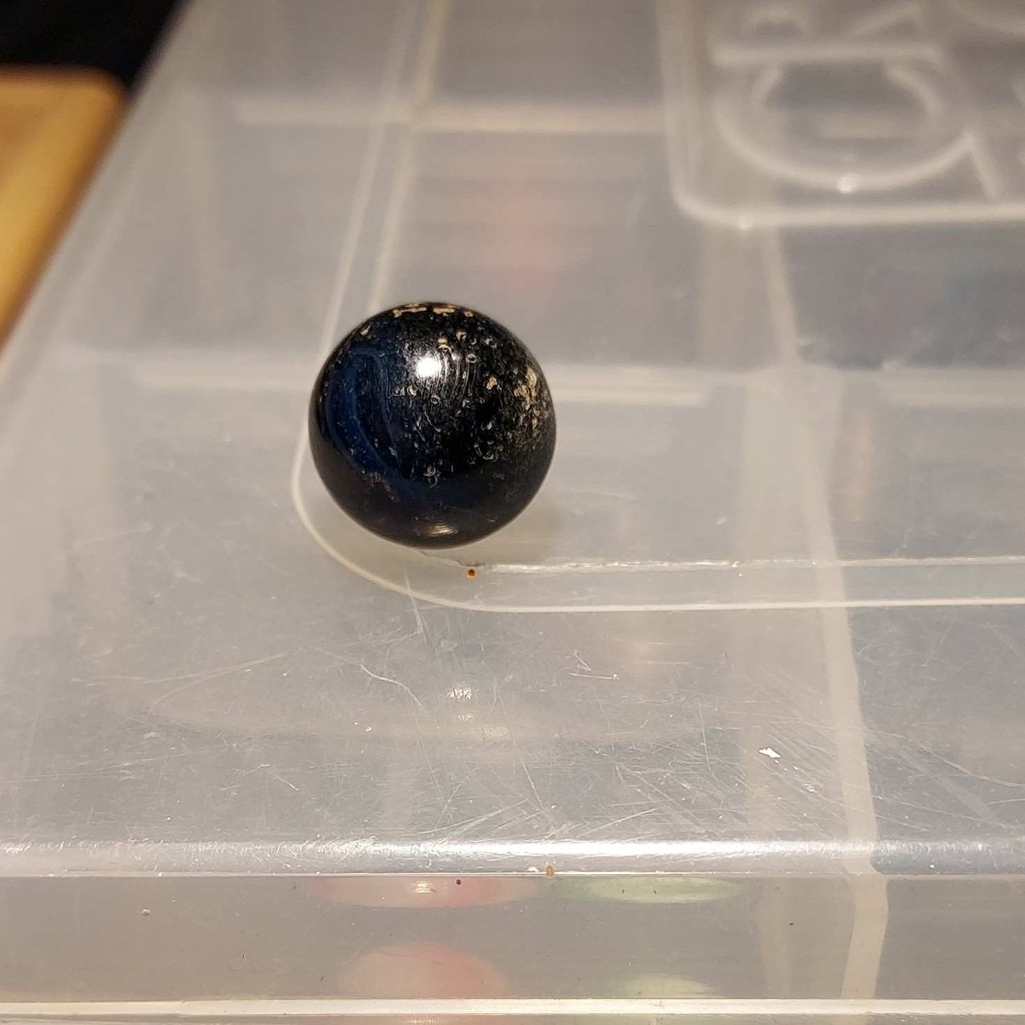 Black Glass Toy Marble – Gold Speckles, Single, Machine Made, Ages 4-11