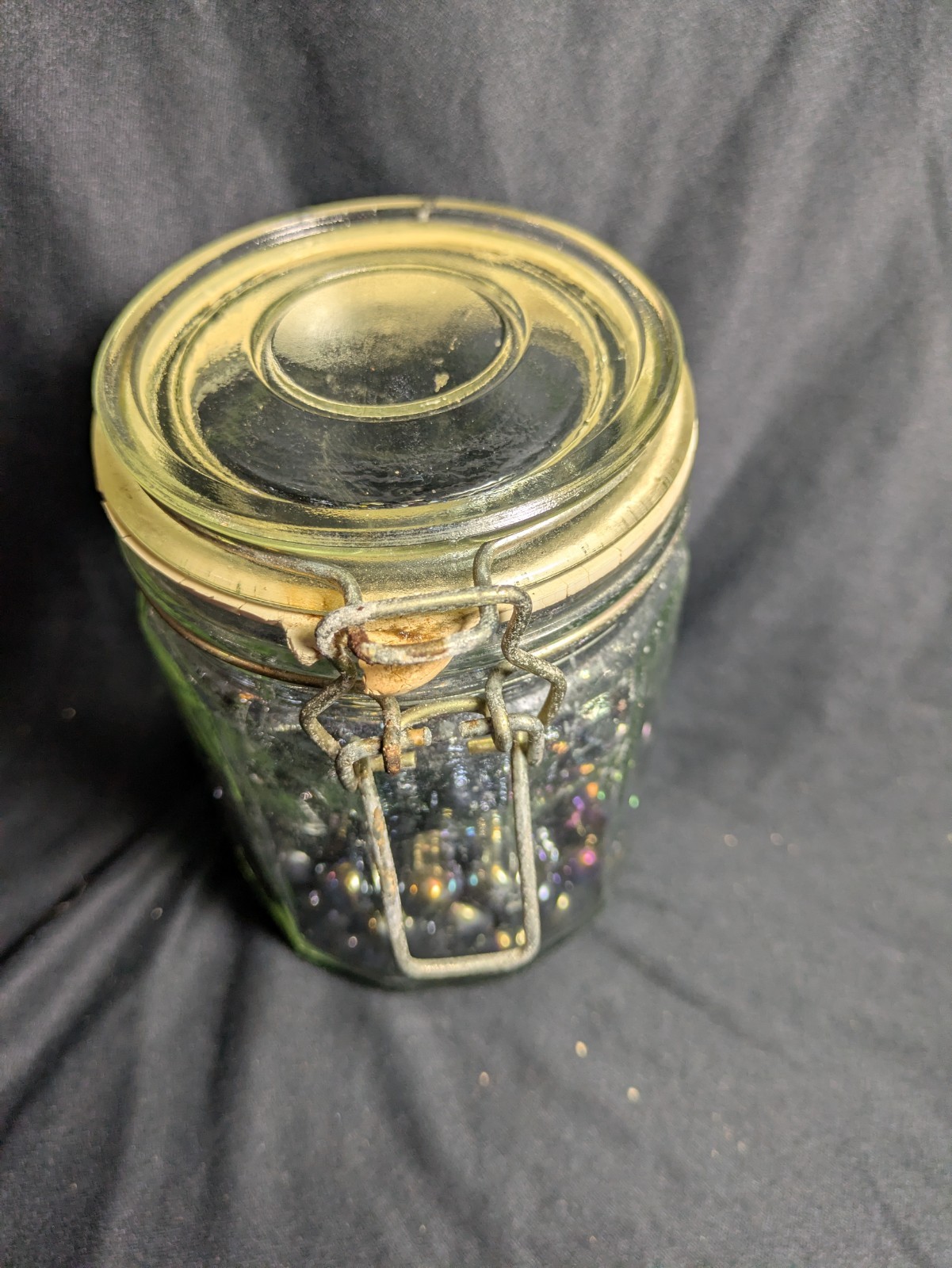 Lot of Vintage Purple 100 Glass Marbles In Jar