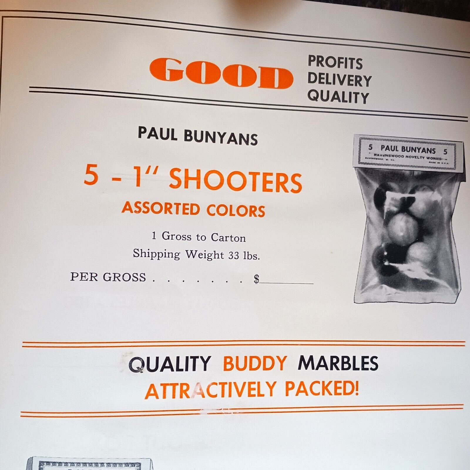 1930’s Ravenswood Novelty Marble Salesman’s Catalog Brochure 2 pages 8.5 x 11