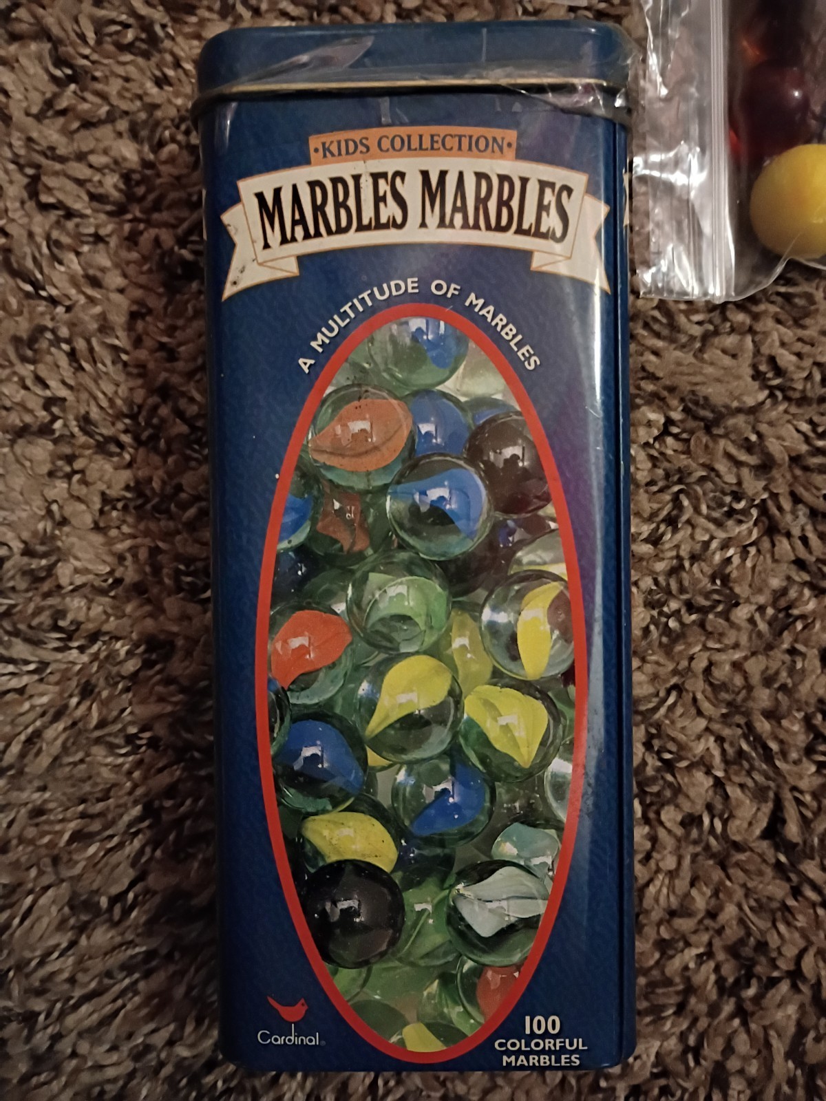 Cardinal Kids Collection Marbles 100 colorful marbles in tin 2001 Ages 6+