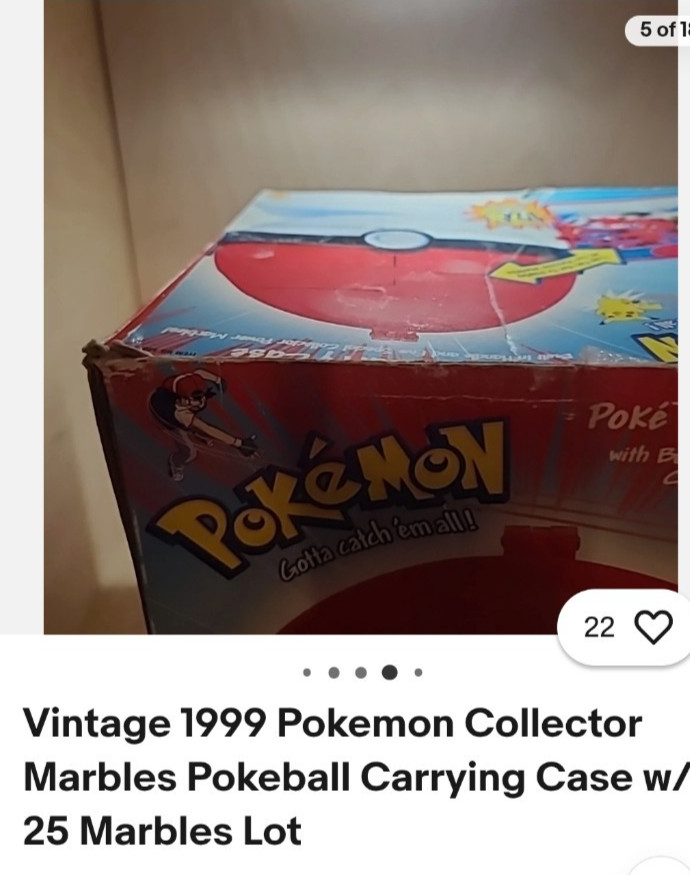 Vintage 1999 Pokémon Collector marbles carrying case w/25 marbles/Orig See Pics