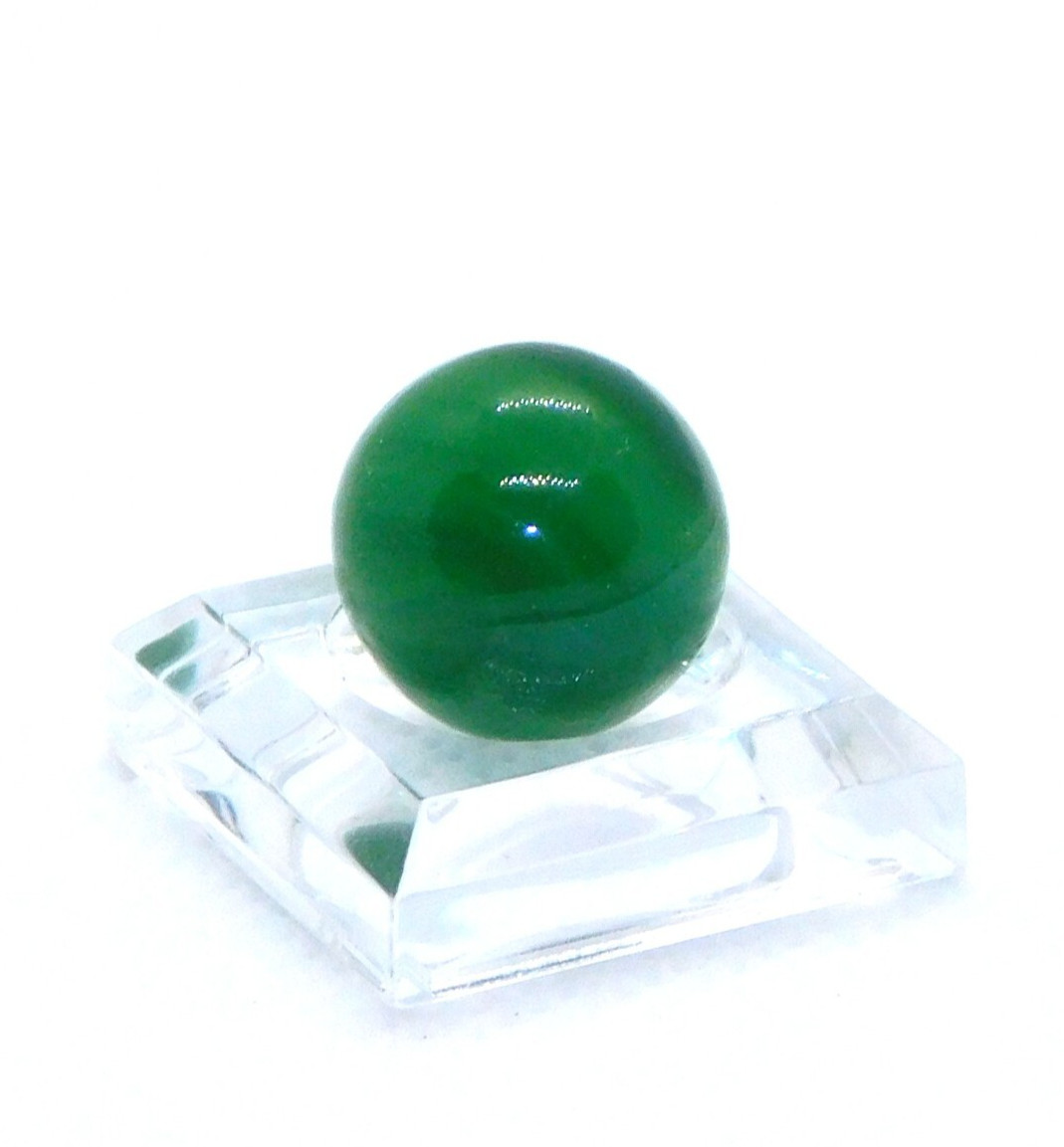 Vintage Glass Marble Small Green Opaque Swirl Melted Pontil Mint 0.55″ #0-116