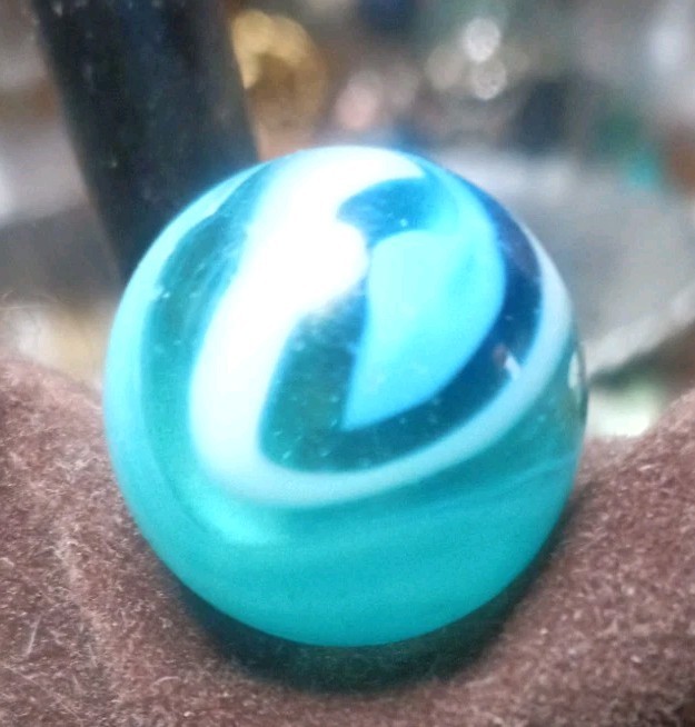 Rare Ravenswood🥽Aqua Marine🥽 Transparent Swirl Toy Marble Size .625″ MINT