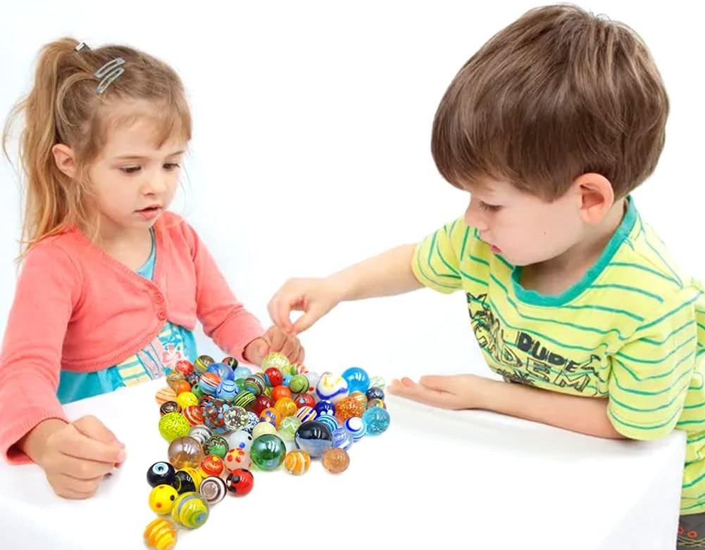 71pcs Assorted Glass Marbles Set for Kids – Cool Colors
