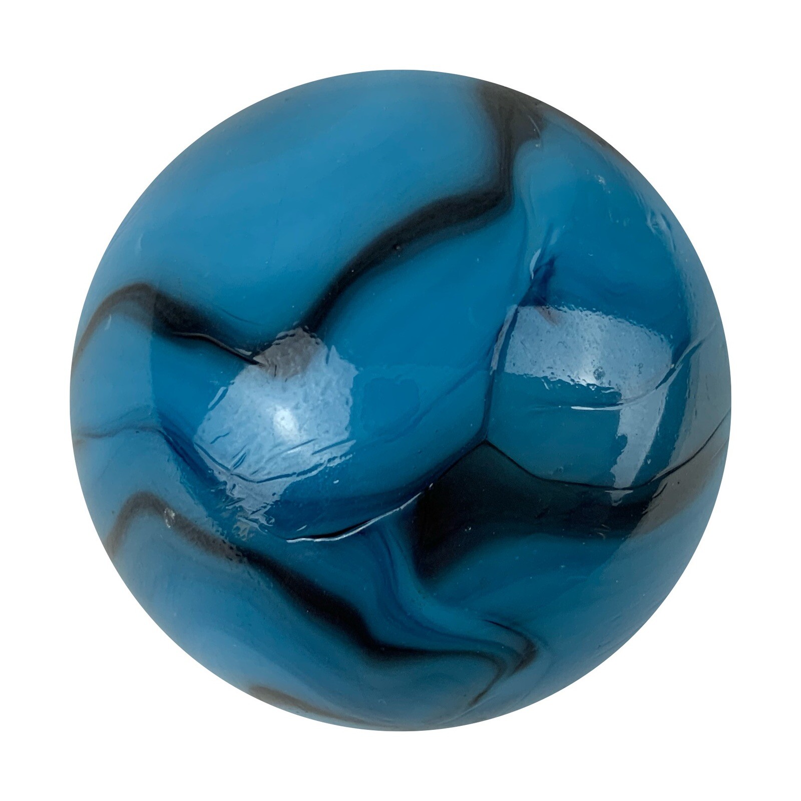 TOE BREAKER 50mm (2″) BRONTOSAURUS Blue Swirl Marbles glass Toebreaker HUGE
