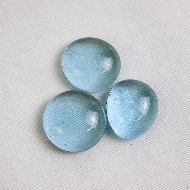 Lot Of 156 Unbranded Matching Clear Blue Glass Stones/Pebbles Iridescent Ovals
