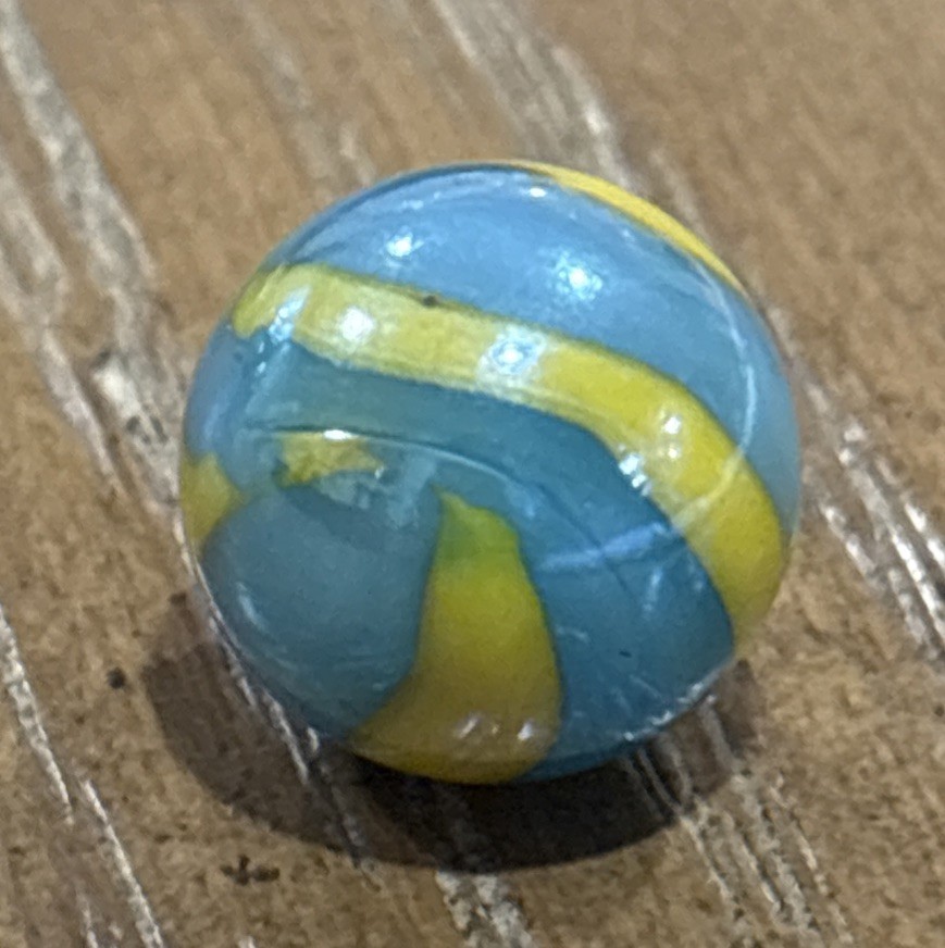 Vintage Iridescent Blue & Yellow Marble