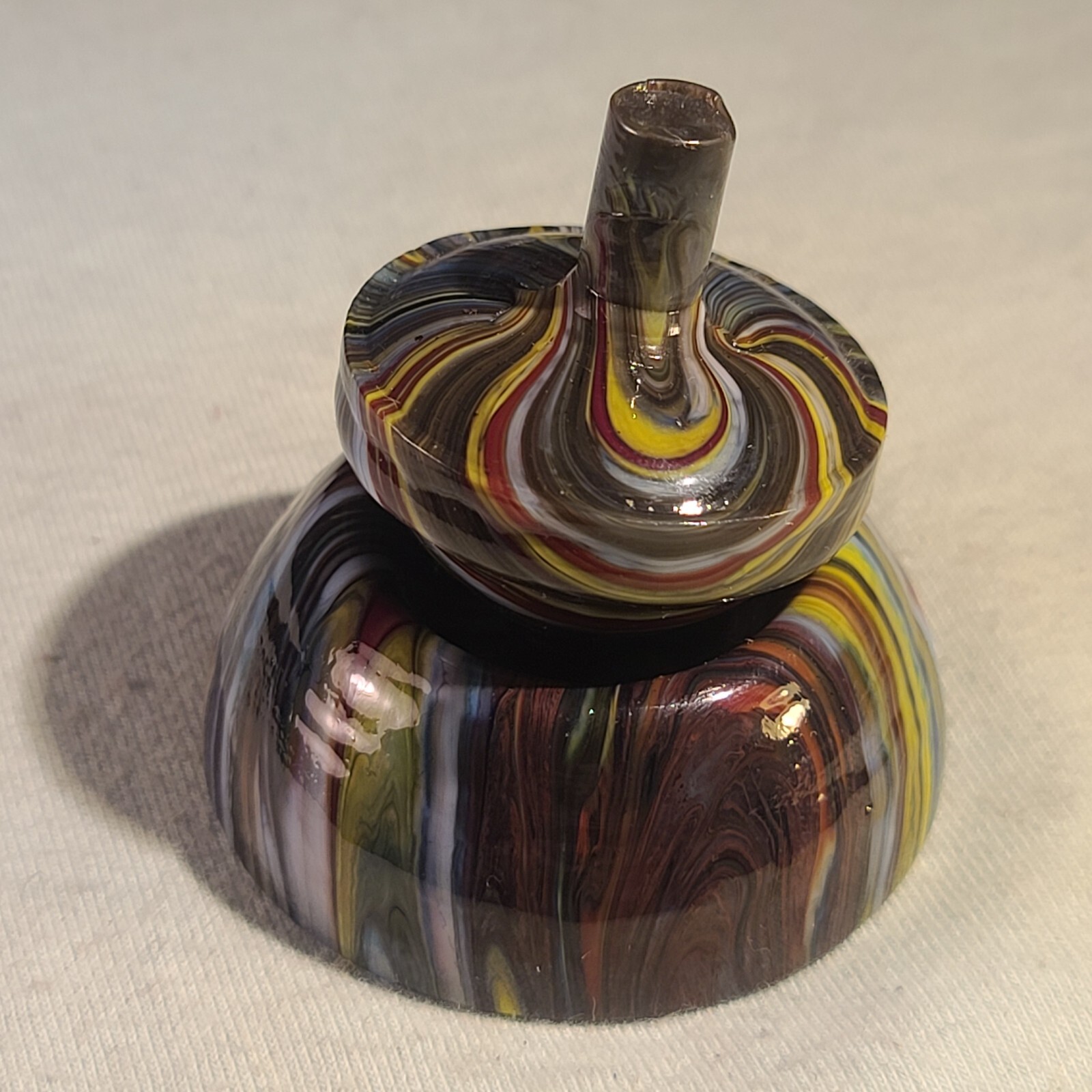 ANDY DAVIS, Glass Art Spinning Top & Base, Megans Run (?), #256F