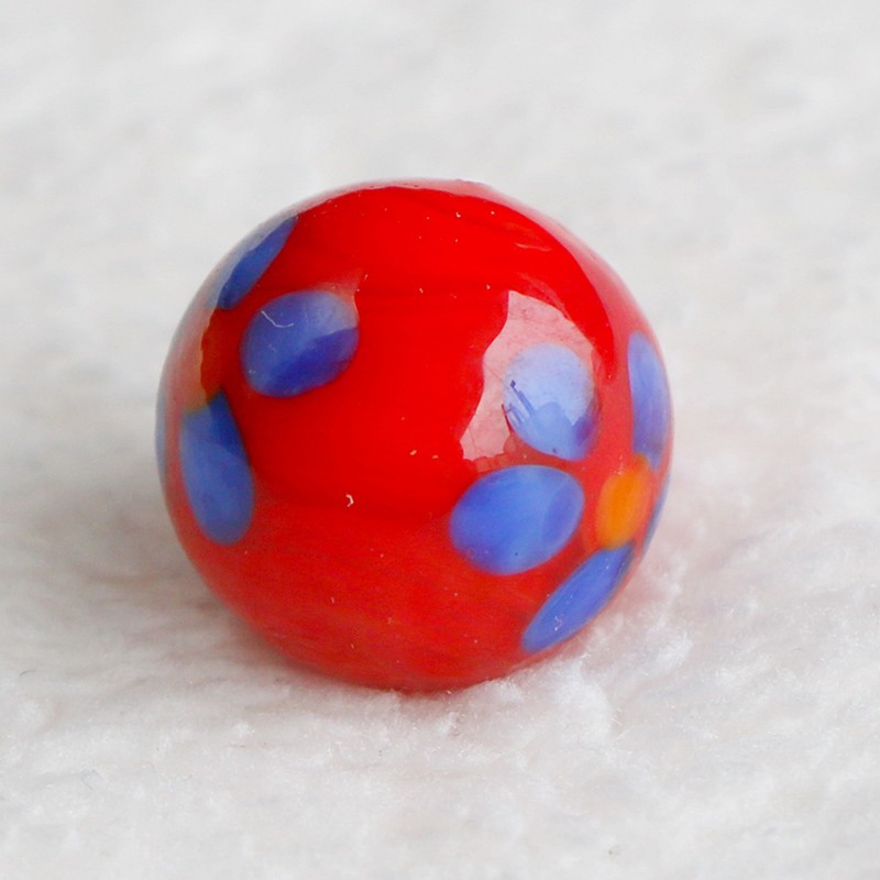 16mm Red Glass Marbles With Plum Blossom Pattern Glass Ball Beads DIY Game Deco
