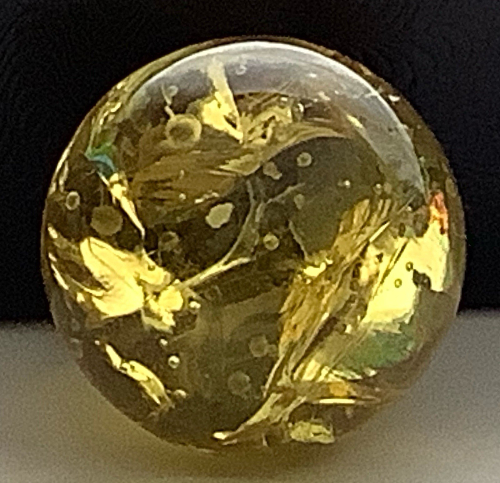 Vintage Estate Gold Vitro Crackle Glass Marble 8/16” Bubbles