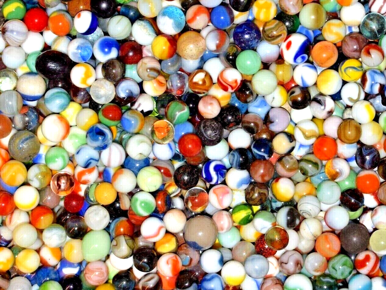 All American Old Fashion Lot of 35 Mixed Vintage Marbles Appox Size .625″=5/8″