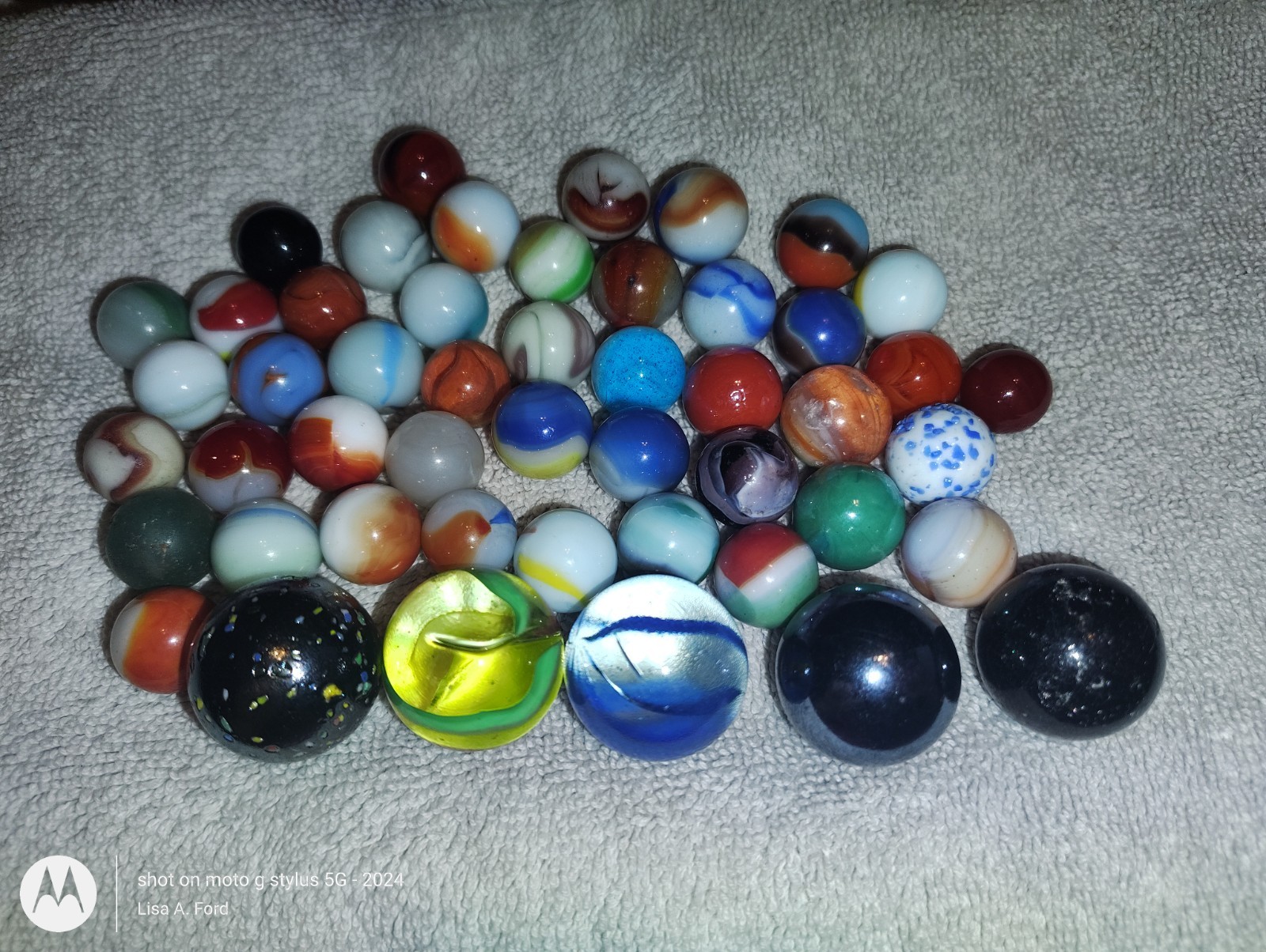 Vintage Marble Lot 49 Glass Marbles 5 Shooters UV Reactive Confetti Estate Mix