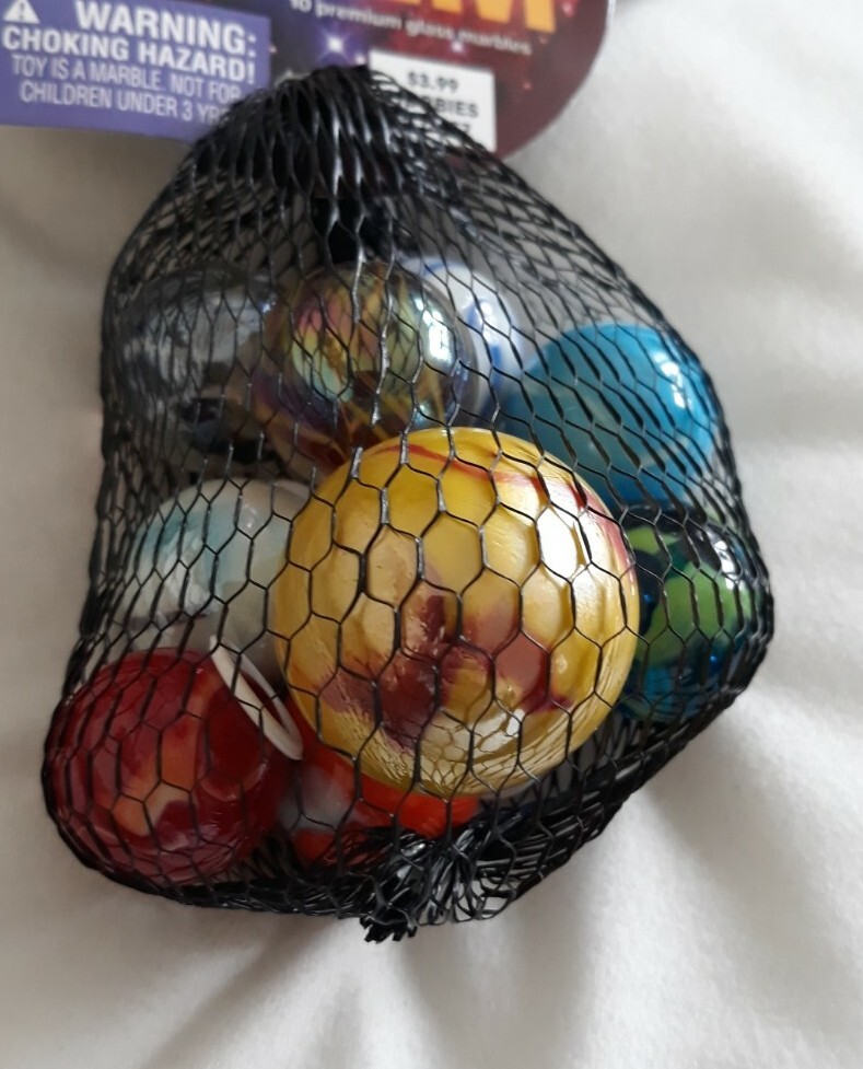 Solar System 10 Glass Marbles w/Ring Stands. New in Bag AS SHOWN. MADE IN MEXICO