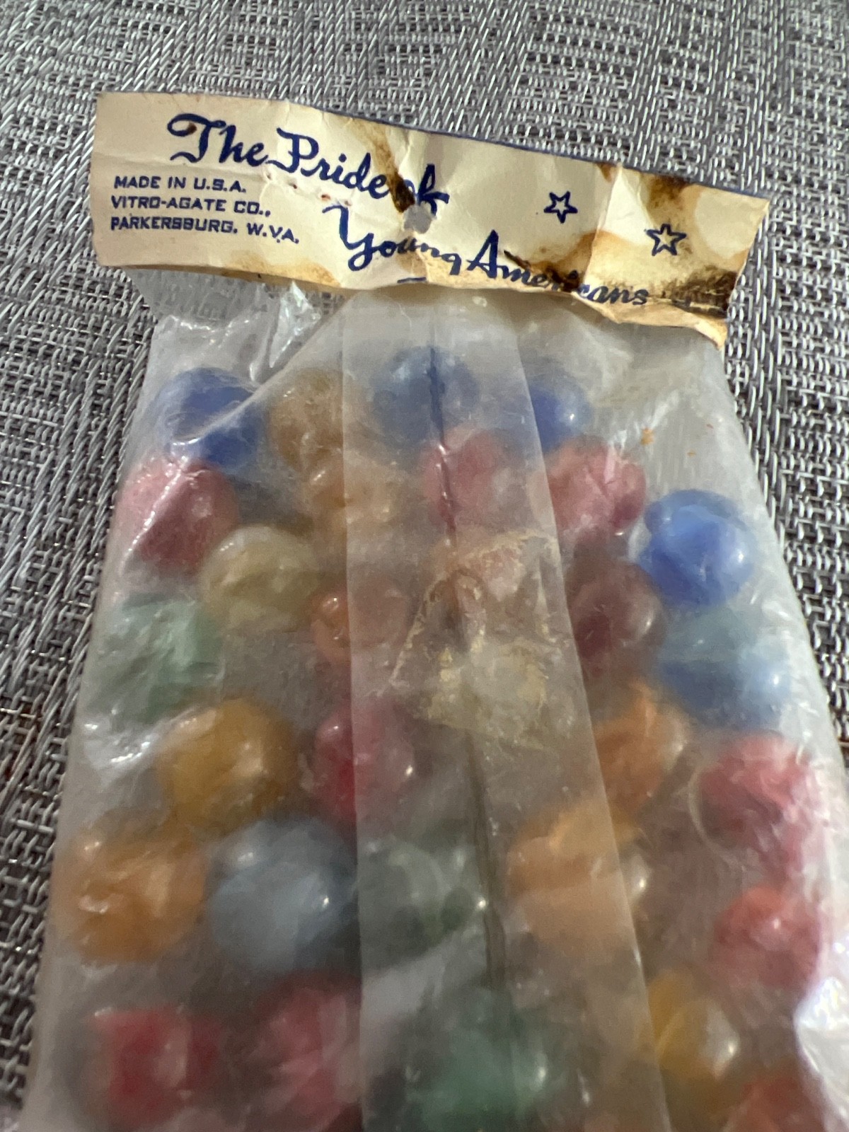 Vintage Sealed Bags of Cats Eye Marbles Master Glass Co., Clarksburg W. Va.