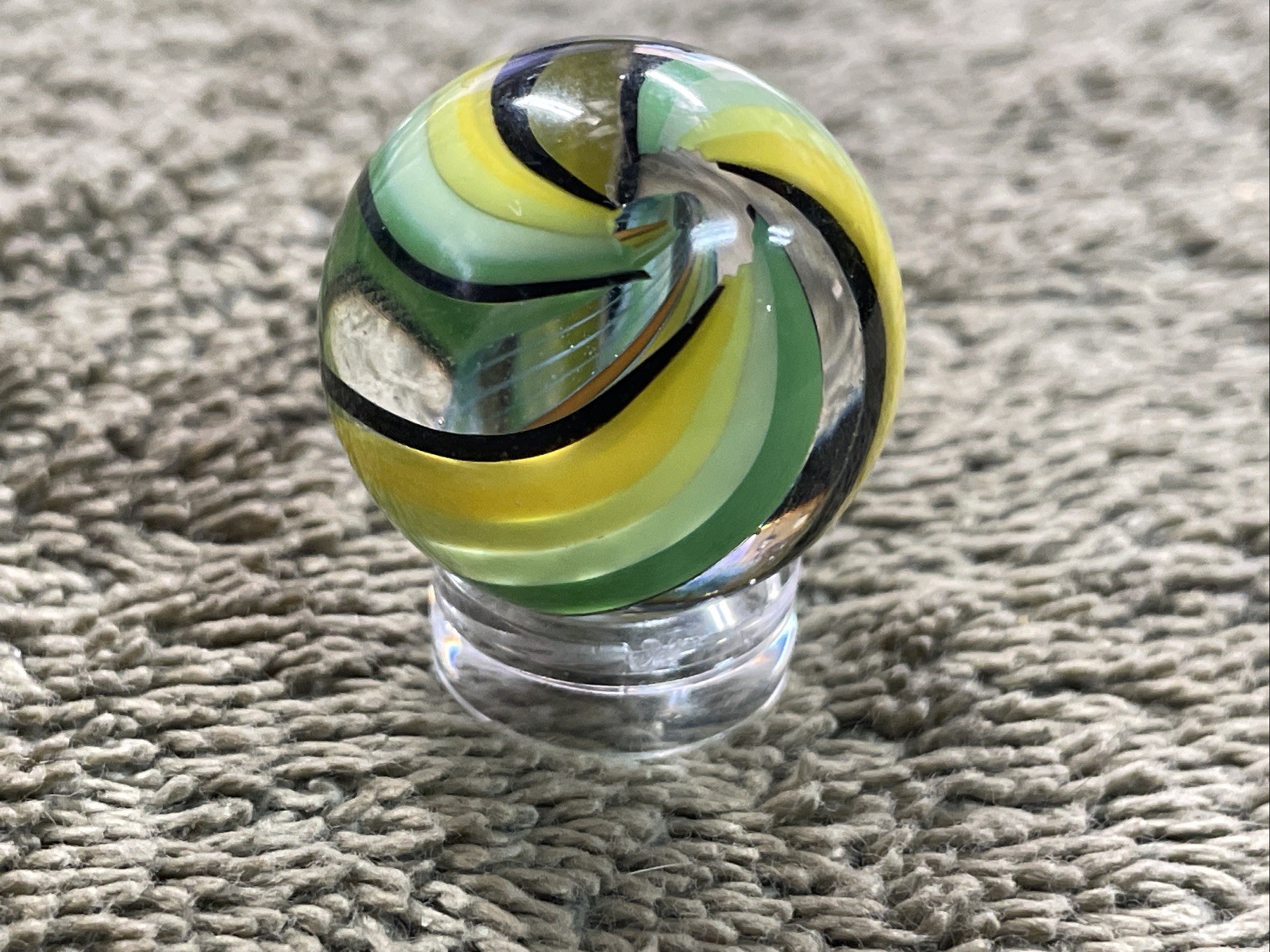 Handmade Contemporary Glass Art Marble .9” Spiral Dichroic Swirl