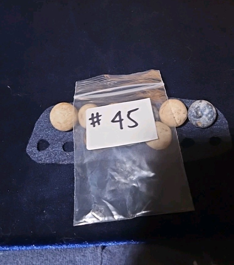 Lot Of 9 Vintage Handmade Clay And Steel Marbles #45