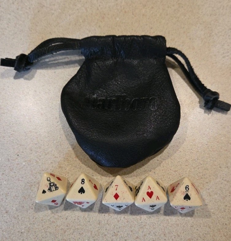 Vintage Marlboro leather game pouch With Vintage Dice