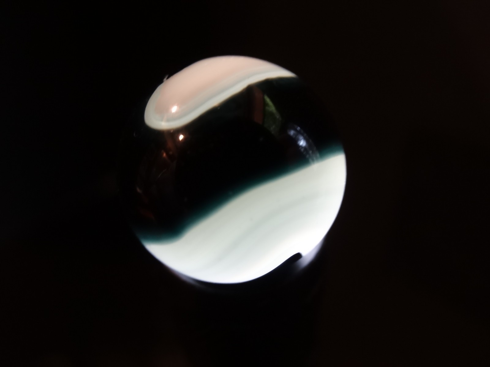 AKRO AGATE BLACK TIE w/Unique Pattern on OPAL GLASS WET MINT