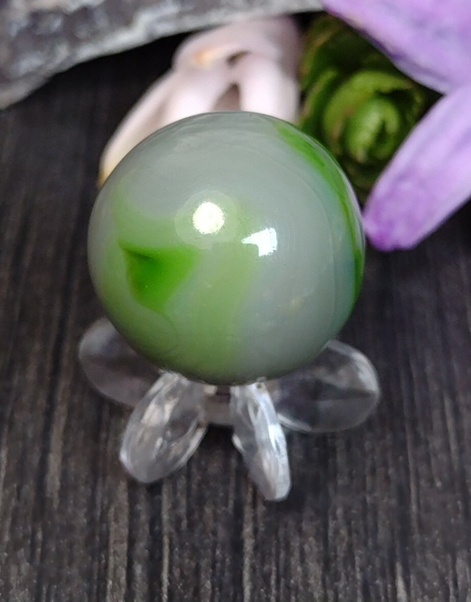 NM GREEN & GRAY Swirl Old Glass Ravenswood or Cairo Willow? Vintage MARBLES .63″