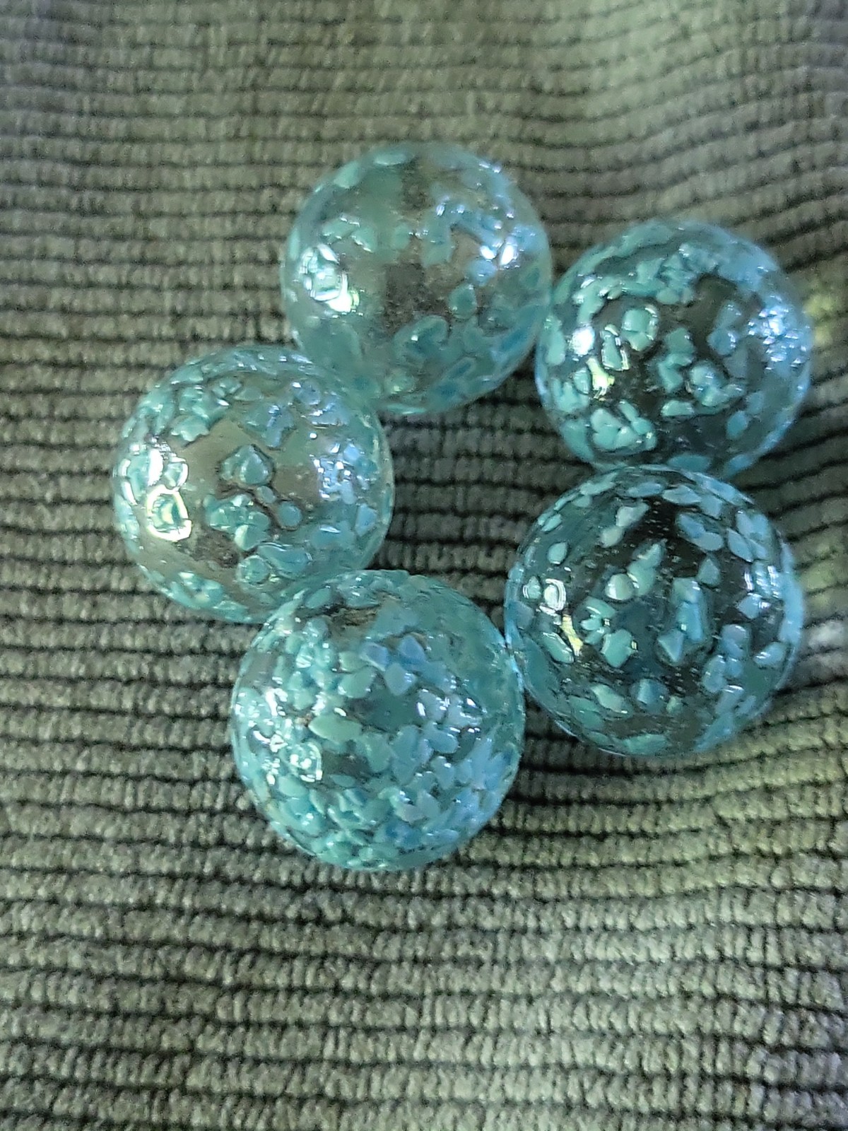 Lot Vacor Marble Princess lll Transparent Baby Blue Frit Speckle 5/8″ Marbles