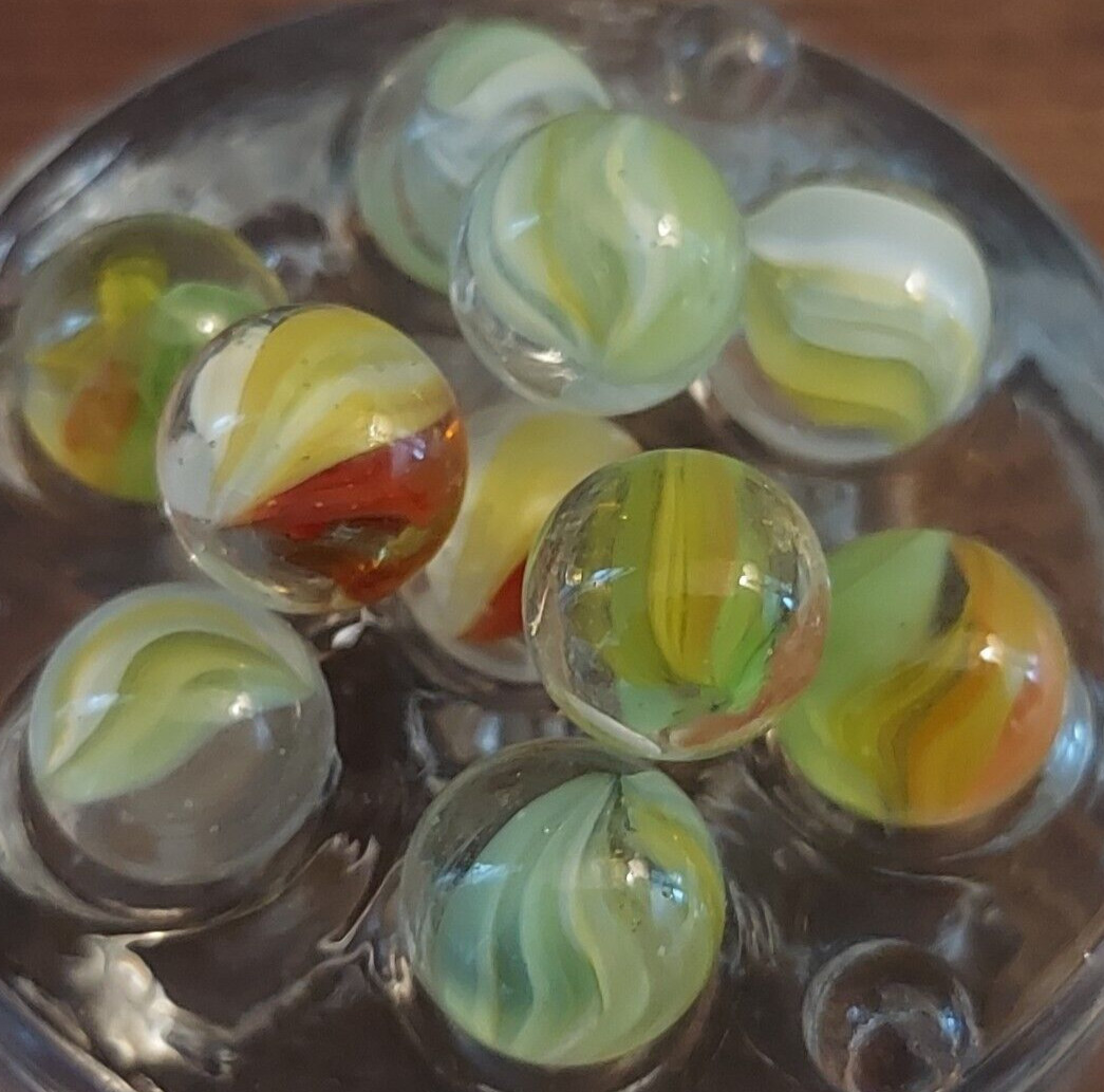 Lot 10 VTG UV Reactive Marbles Cadmium Uranium Cats Eye SMALL SIZE Unique!