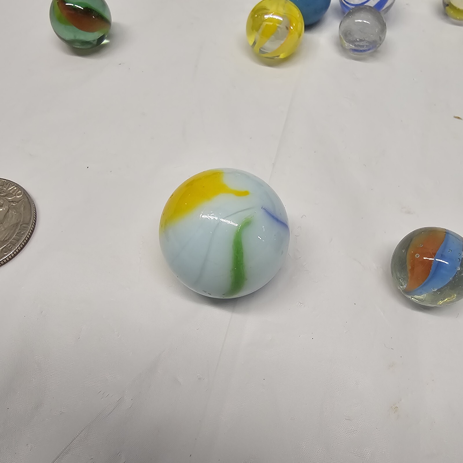 Huge Lot Of Vintage Marbles 165+ Large And Small 18 Mixed Varieties