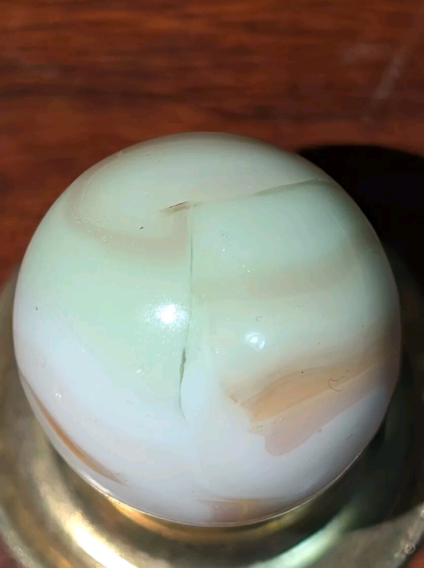 Alley Agate Swirl Marble, Rare Colors!! Pistachio Green & Tan, (.66) UV Reactive