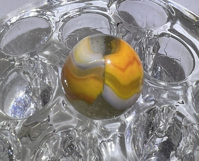 Vintage Marble Transparent Base Yellow Orange White A+ Peltier? Kokomo? Vitro?